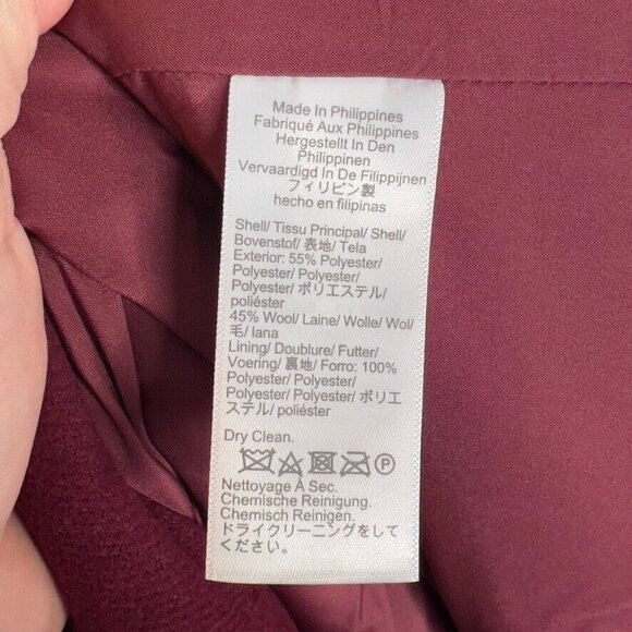 J.Crew Womens Belted Wool Blend Coat Burgundy Size 8 CD824 - Picture 6 of 8
